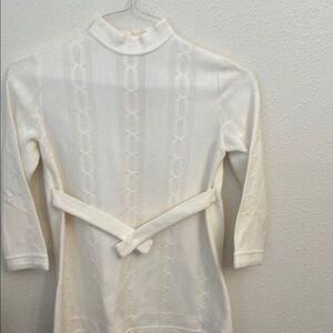 Elegant Children’s White Knit Sweater Dress with Belt